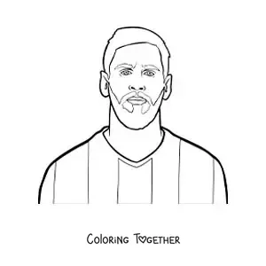 Coloring page of an easy cartoon portrait of Lionel Messi