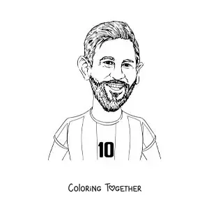 Coloring page of a cartoon of footballer Lionel Messi
