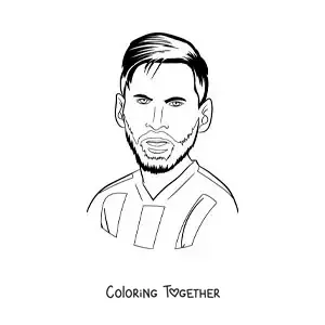Coloring page of a cartoon of Messi with a beard
