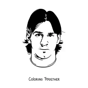 Coloring page of an easy cartoon portrait of Messi