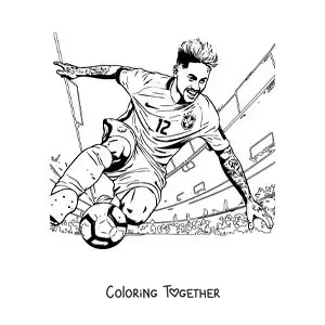 Coloring page of Neymar scoring a goal
