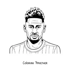 Coloring page of a realistic portrait of Neymar