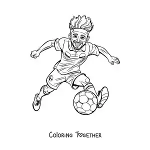 Coloring page of a cartoon of Neymar
