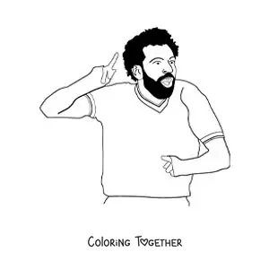 Coloring page of a cartoon of Mohamed Salah