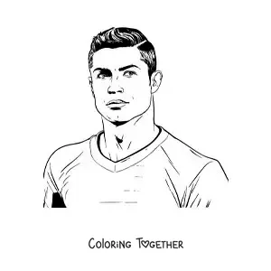 Coloring page of a cartoon portrait of Cristiano Ronaldo