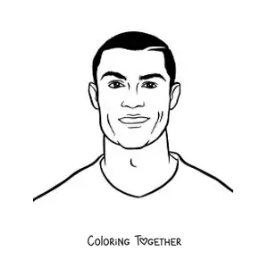 Coloring page of an easy portrait of Cristiano Ronaldo