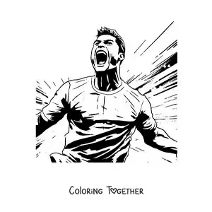 Coloring page of Cristiano Ronaldo celebrating