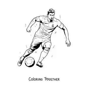 Coloring page of Cristiano Ronaldo scoring a goal