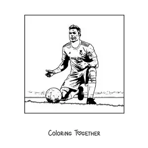 Coloring page of Cristiano Ronaldo angry in a football game