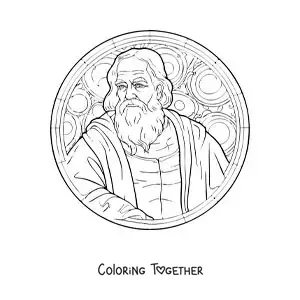 Coloring page of a realistic-style Galileo Galilei