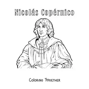 Coloring page of a cartoon Nicolaus Copernicus for kids
