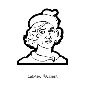 Coloring page of an easy portrait of Nicolaus Copernicus