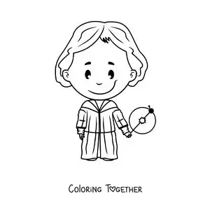 Coloring page of a kawaii Nicolaus Copernicus
