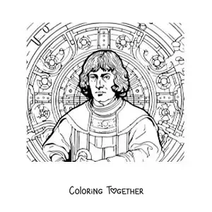 Coloring page of a cartoon Nicolaus Copernicus