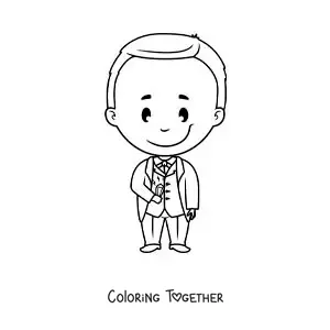 Coloring page of a kawaii Thomas Edison