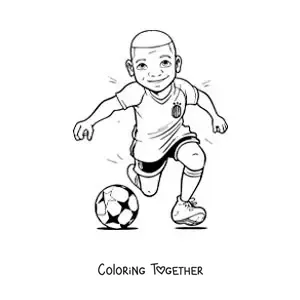 Coloring page of a cartoon of Kylian Mbappe