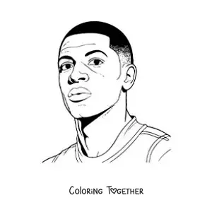 Coloring page of an easy portrait of Kylian Mbappe