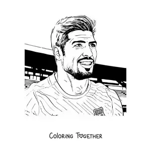 Coloring page of a realistic-style portrait of Luis Suarez
