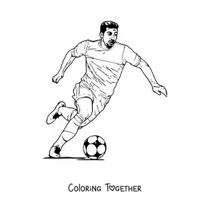 Coloring page of Luis Suarez playing football
