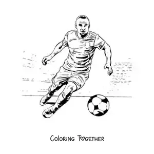 Coloring page of Andres Iniesta playing football