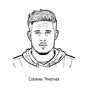 Coloring page of a cartoon portrait of Kevin De Bruyne
