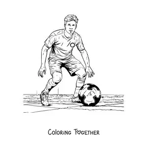 Coloring page of Kevin De Bruyne in a football match