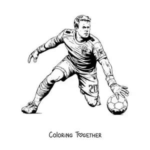 Coloring page of the cartoon goalkeeper Manuel Neuer