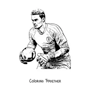 Coloring page of Manuel Neuer playing football