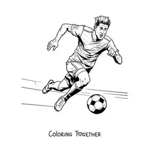 Coloring page of a cartoon of Robert Lewandowski playing football