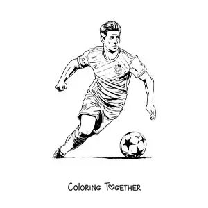 Coloring page of cartoon Robert Lewandowski playing soccer