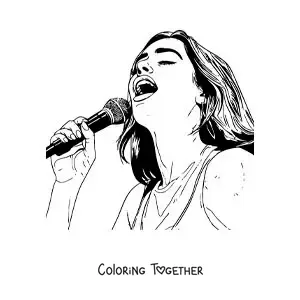 Coloring page of cartoon Dua Lipa singing