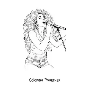 Coloring page of cartoon Shakira singing