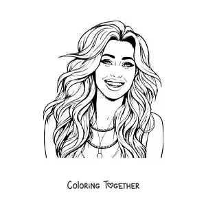 Coloring page of cartoon Miley Cyrus in Hannah Montana