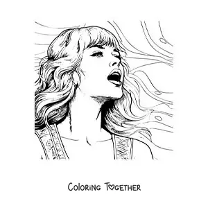 Coloring page of a portrait of Taylor Swift