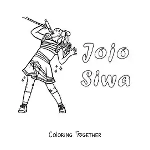 Coloring page of cartoon Jojo Siwa singing