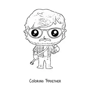 Coloring page of a Funko Pop of Ed Sheeran