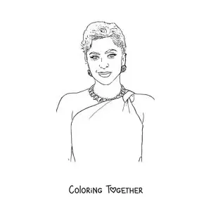 Coloring page of an easy portrait of Lady Gaga in a realistic style
