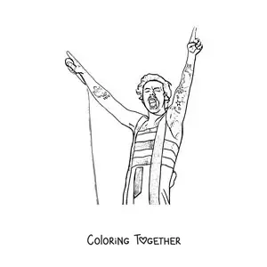 Coloring page of Harry Styles singing in a realistic style