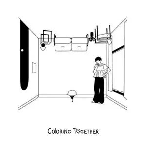 Coloring page of Harry Styles on his album Harry's House
