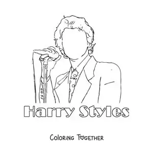 Coloring page of a silhouette of Harry Styles singing