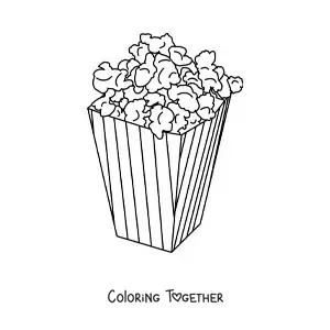 Coloring page of movie theater popcorn