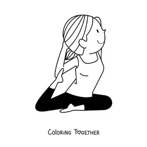 Coloring page of a woman doing an isolated yoga pose