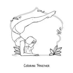 Coloring page of a woman doing yoga