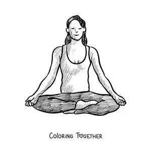 Coloring page of a woman meditating