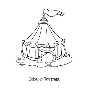 Coloring page of a circus tent