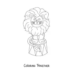 Coloring page of a cartoon circus lion
