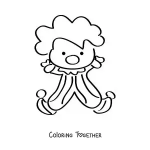 Coloring page of a cartoon circus clown