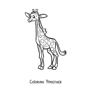 Coloring page of a cartoon zoo giraffe