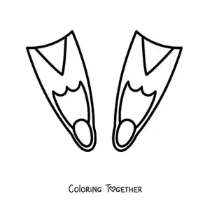 Coloring page of a pair of swimming fins
