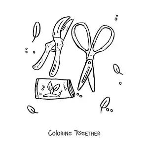 Coloring page of gardening tools